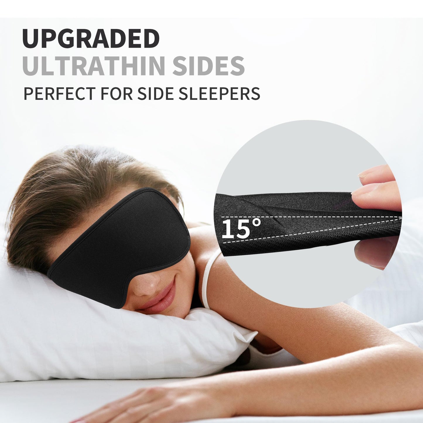 3D Sleep Mask for Men Women 2 Pack, Blackout Eye Mask for Sleeping Eye Mask for Side Sleeper, Memory Foam Adjustable&Washable, Airplane Travel Essentials Couples Yoga Meditation Office Black & Black