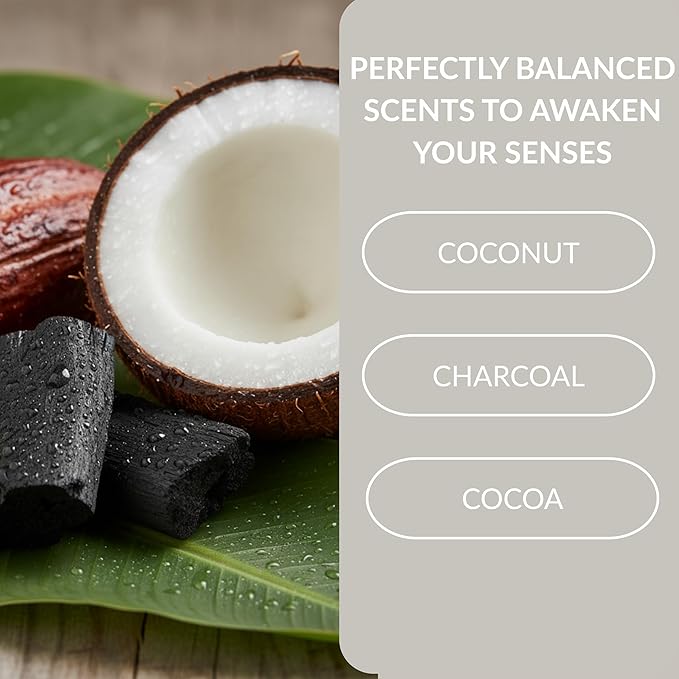 SpaScriptions Exfoliating African Black Soap Body Wash - 33 oz Charcoal & Coconut Scented Body Scrub with Coffee & Walnut Shell Exfoliants, Gentle Cleansing Body Wash for All Skin Types, Paraben Free