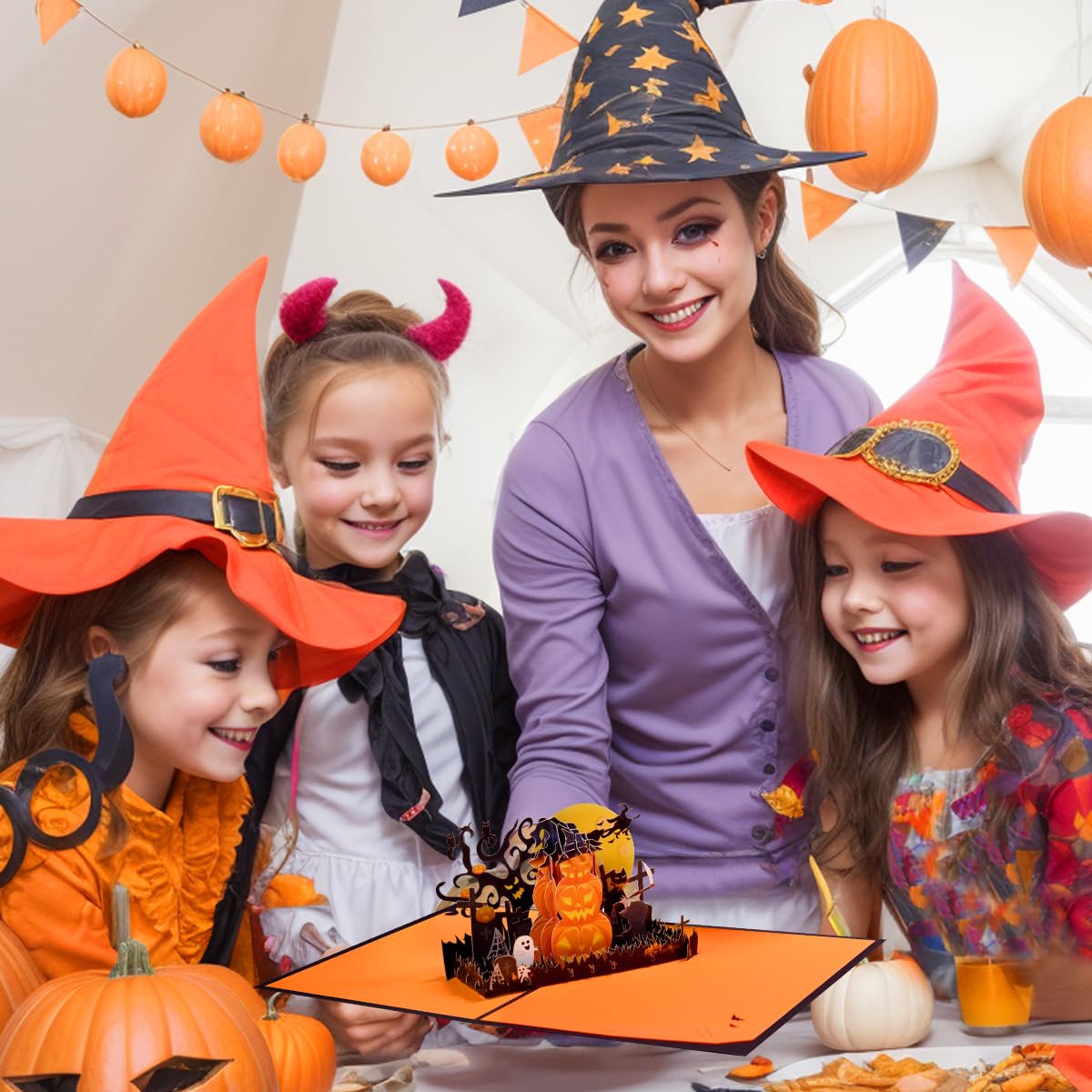 CNLITIHEKA Spook Pumpkin Halloween Cards, Pop Up Halloween Cards, Pumpkin Card, 3D Halloween Greeting Cards for Kids, Family, Friends, Envelope Included.