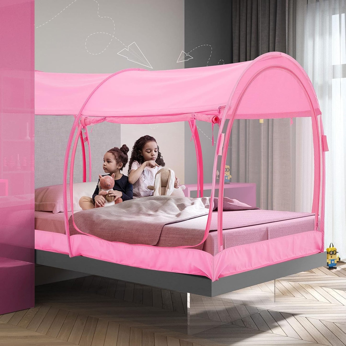 Alvantor Full Size Canopy Bed Mesh Full Bed Tent Mosquito Net for Bed Pop Up Ten Bed Privacy Tent Slumberpod Blackout Indoor Tent for Bed Sleeping Tents (Mattress Not Included)