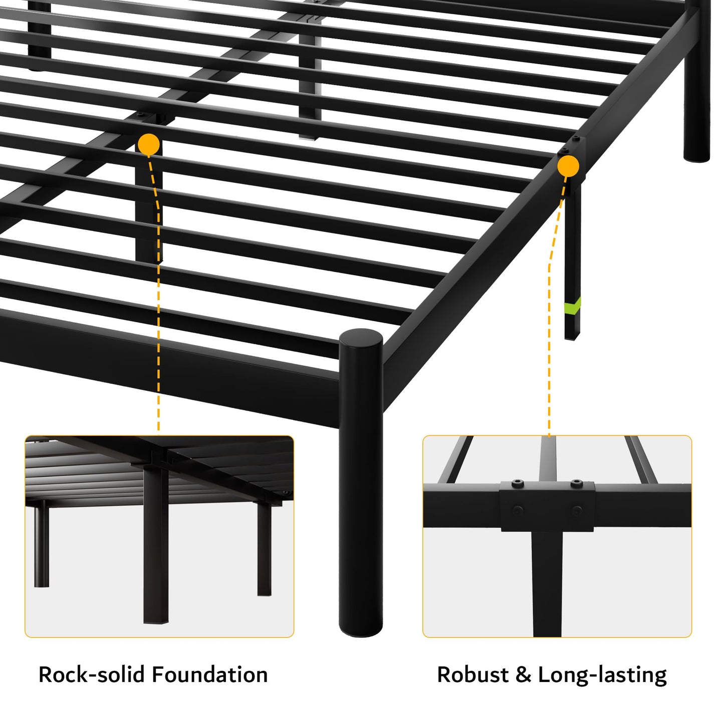 iPormis Queen Size Metal Platform Bed Frame with Modern Iron-Art Headboard/Heavy Duty Steel Slats Support/Under Bed Storage/No Box Spring Needed/Easy Assembly/Noise-Free/Black
