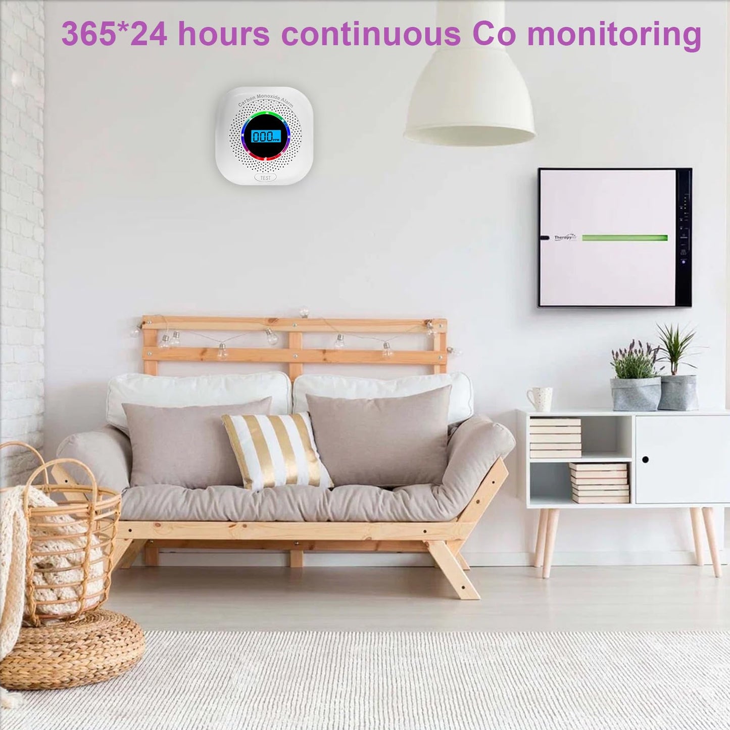 2 Pack Carbon Monoxide Detectors,Portable Carbon Monoxide Alarms for Travel,Replaceable Battery Powered CO Alarm/Monitor for Home with Digital LCD Display