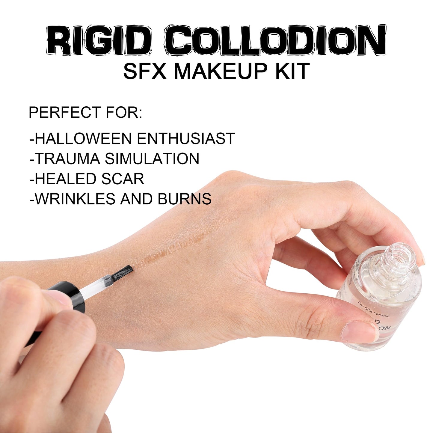 DALVGFN Rigid Collodion Special Effects SFX Makeup Combo Kit, Scarring Liquid & Remover, Realistic Scar Makeup For Halloween Cos