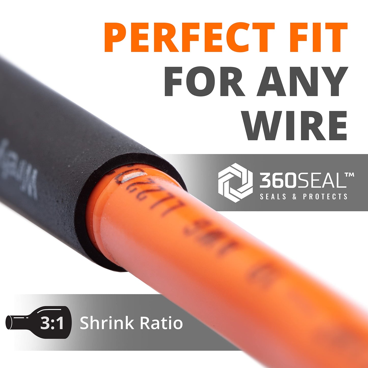 Wirefy 3/4 Heat Shrink Tubing - Large Diameter - 3:1 Ratio - Adhesive Lined - Industrial Heat-Shrink Tubing - Black - 50 Feet Ro