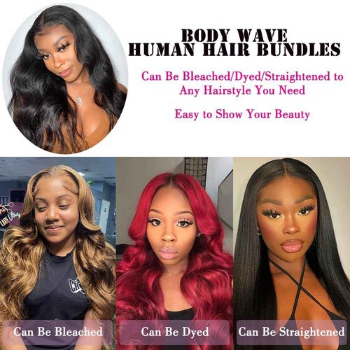Hullran 12A Human Hair Bundles 14 16 18 20 Inch Body Wave Bundles Human Hair Extensions 400g Unprocessed Brazilian Virgin Body Wave 4 Pieces Deals Brazilian Quick Weave Natural Black Wavy Extensions