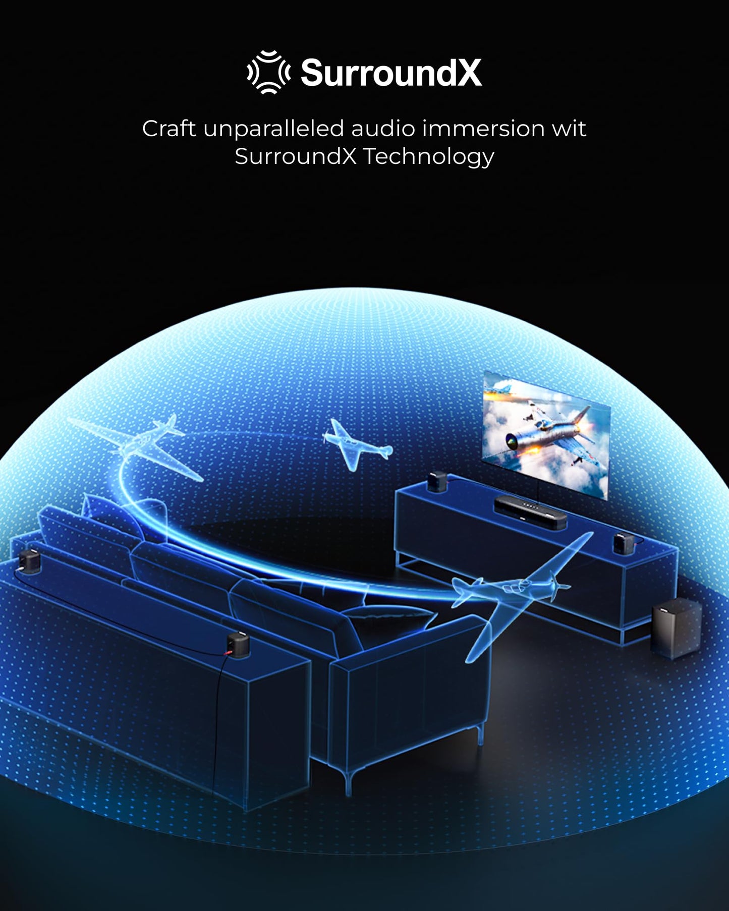 ULTIMEA 7.1ch Dolby Atmos Surround Sound System for TV, with 4 Surround Speakers, Surround Sound System Sound Bar with Subwoofer for Home Theater, App Control, HDMI eARC, Aura A60, 2026 Model
