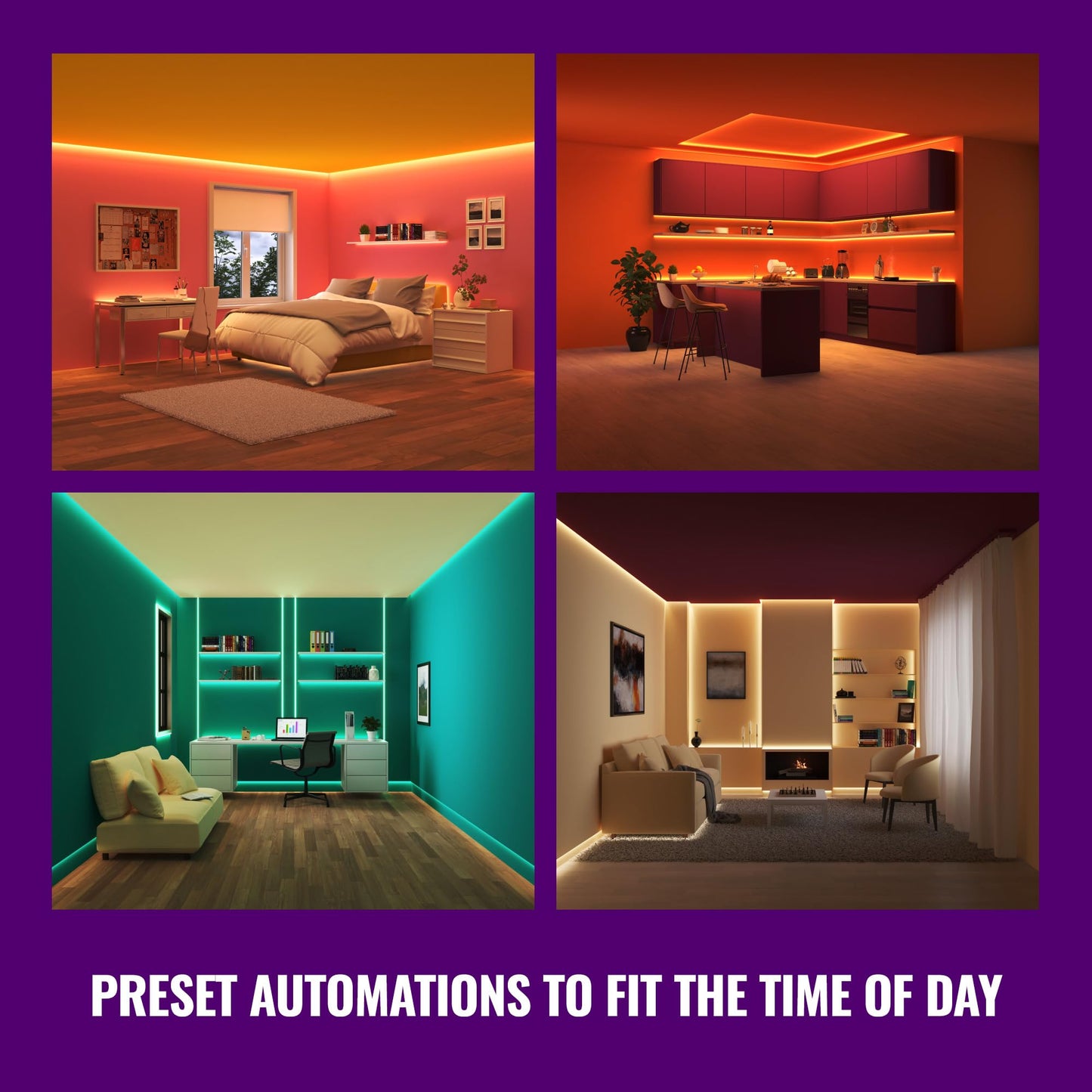 WiZ Connected Smart Light Strip - Sunset to Sunrise Automation + Preset Light Modes + Control with Voice or App, Full Color RGB, 100 ft Cut to Fit