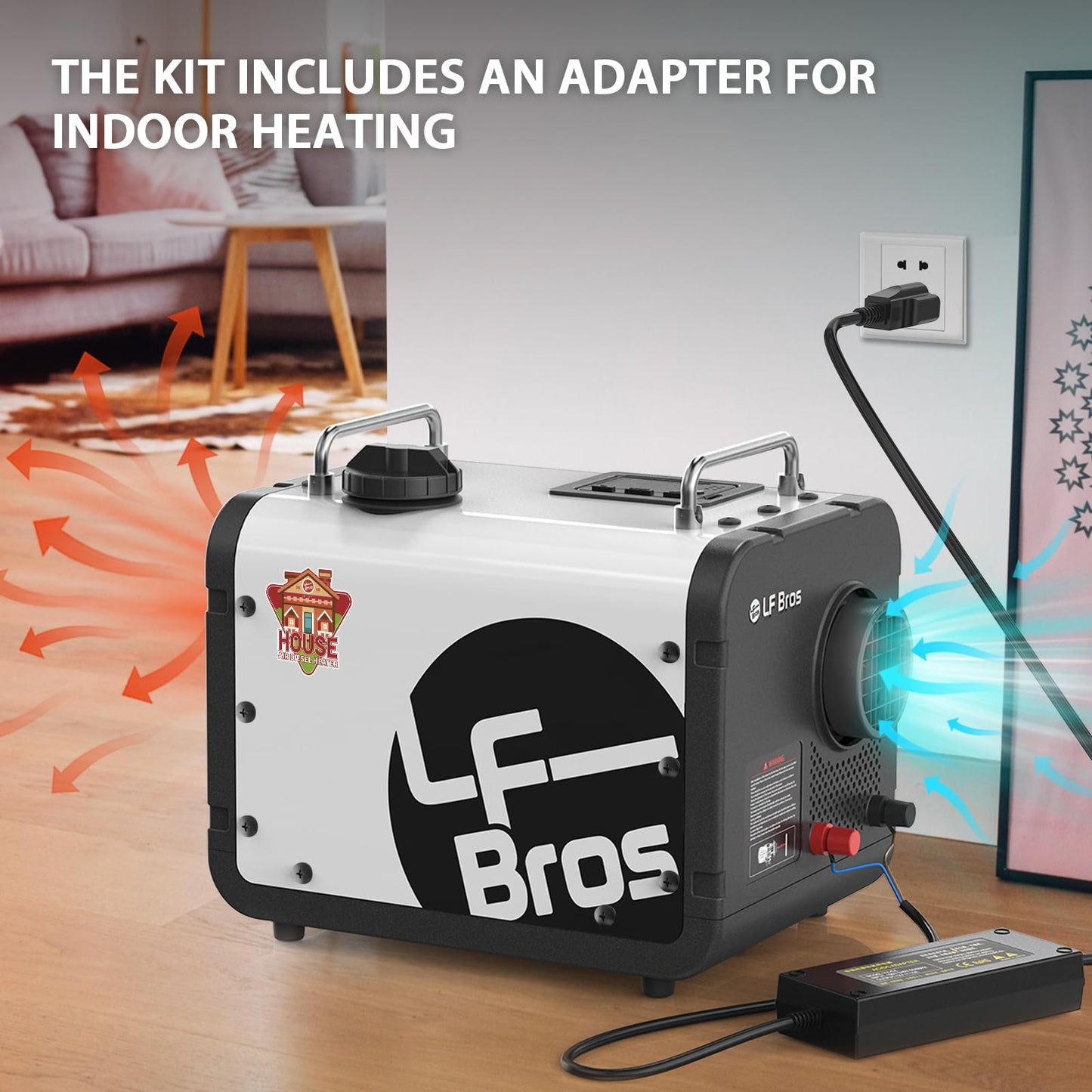 LF Bros 110V/12/24V 5KW Diesel Heater, All-in-One 5L Air Diesel Parking Space Heater with Stylish Design, Come with Remote Control and LCD Screen, Suitable for Home Shop Garage Camper
