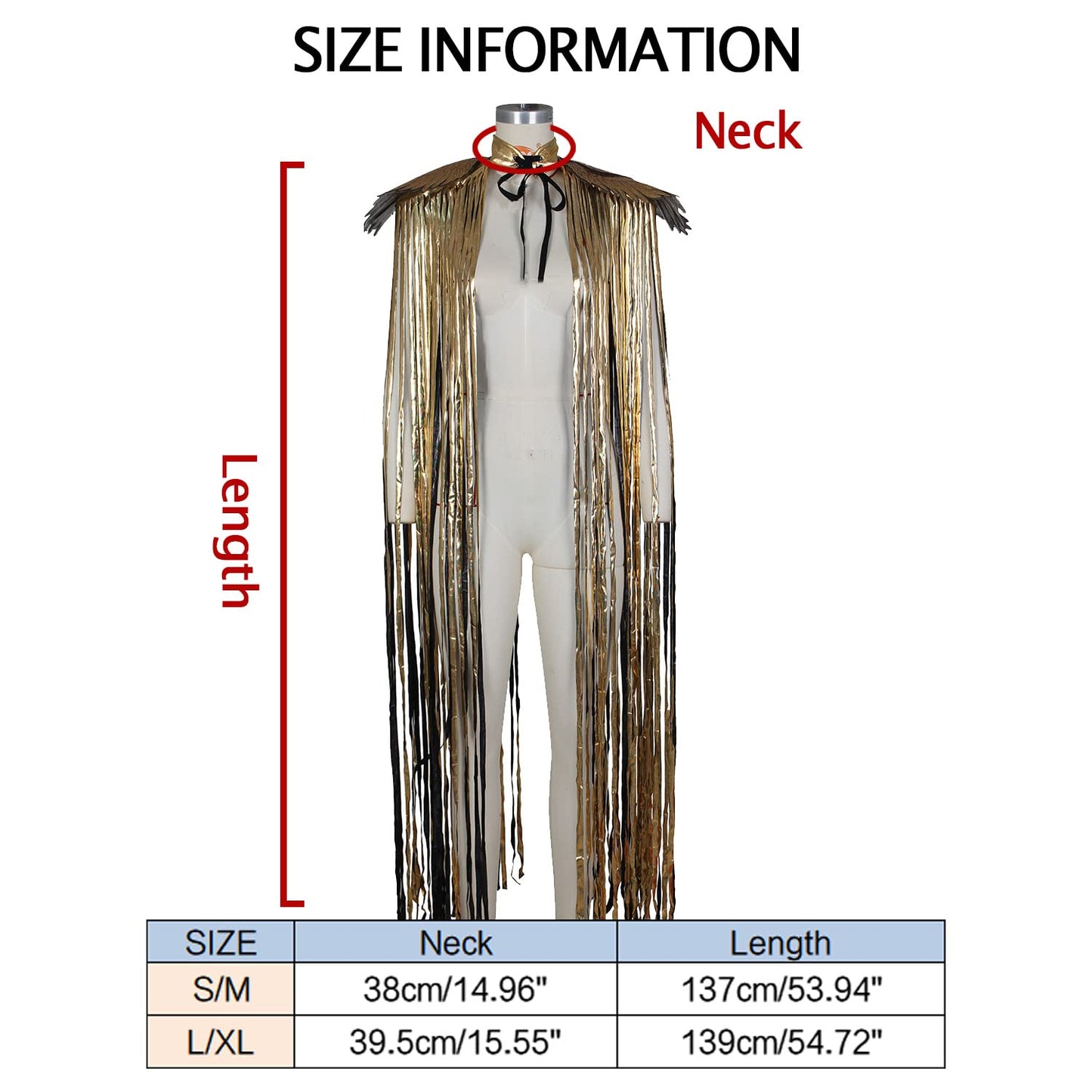 Ypser Shoulder Pieces with Fringed Angel Wings Cape Shawl for Burning Men Halloween Cosplay Golden