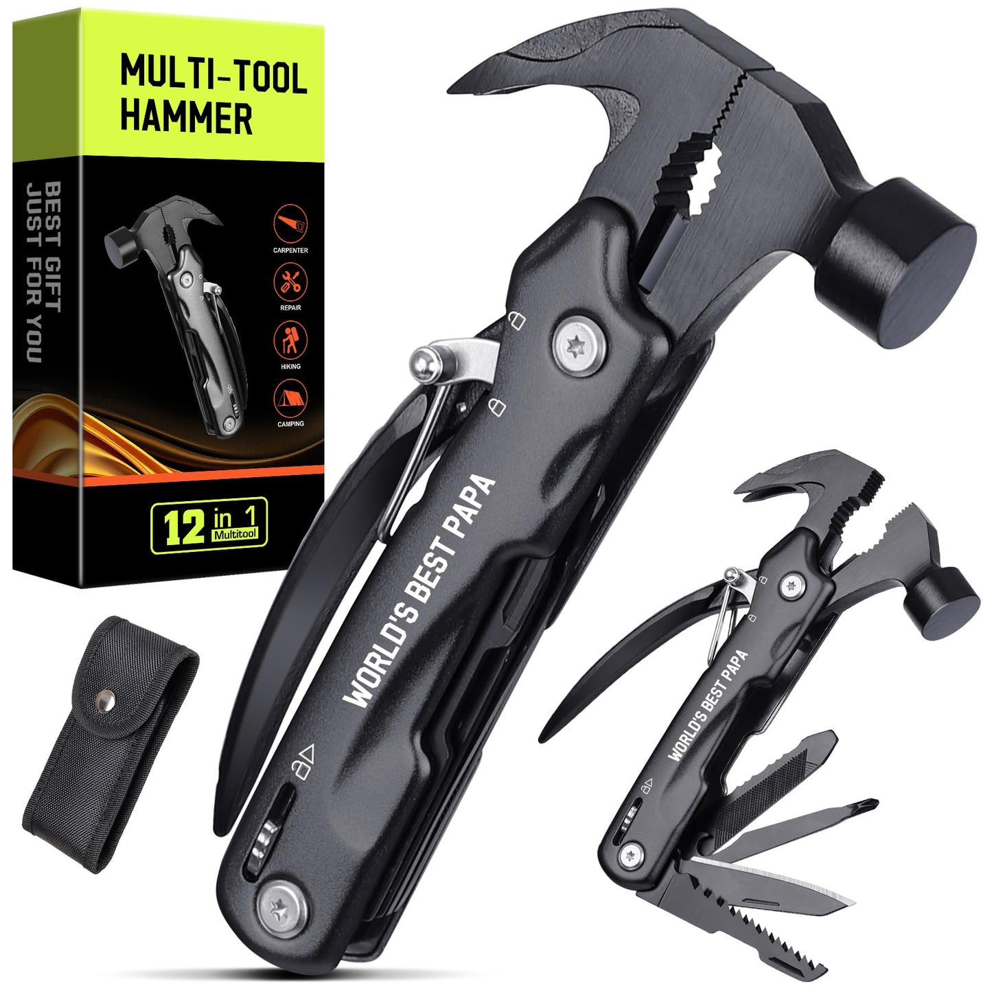 Papa Gifts for Fathers Day - Gifts for Papa, Papa's Gift from Granddaughter - Fathers Day Birthday Gift for Papa's, Grandparents Presents, Multitool Hammer