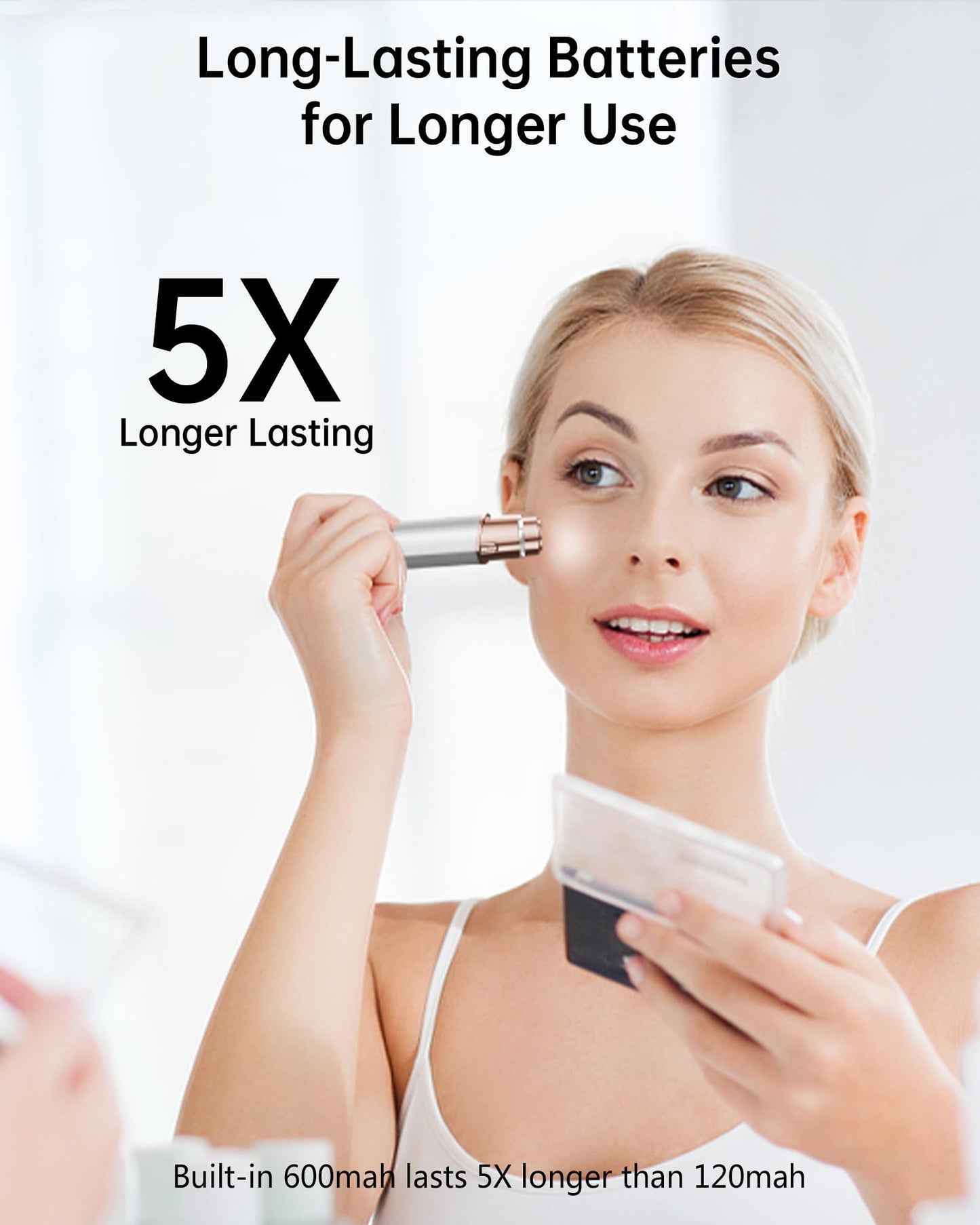 KEESON Facial Hair Removal for Women, 2-in-1 Electric Eyebrow Trimmer with LED Light, Rechargeable Hair Removal Device Face Shav