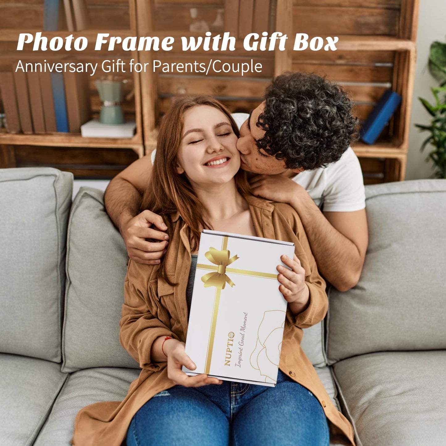 NUPTIO Couple Gifts Picture Frames: Wedding Gift Ideas Anniversary Engagement Christmas Birthday Presents for Couples Boyfriend Girlfriend Newlyweds Friends 4x6 Wood Love Photo Frame