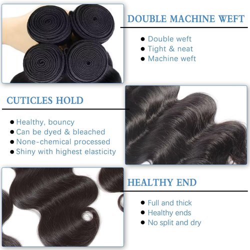 12A Human Hair Bundles 20 20 20 Inch Body Wave Bundles Human Hair 100% Unprocessed Brazilian Virgin Weave 3 Bundle for Women Natural Black Real Body Wavy Human Hair Extensions