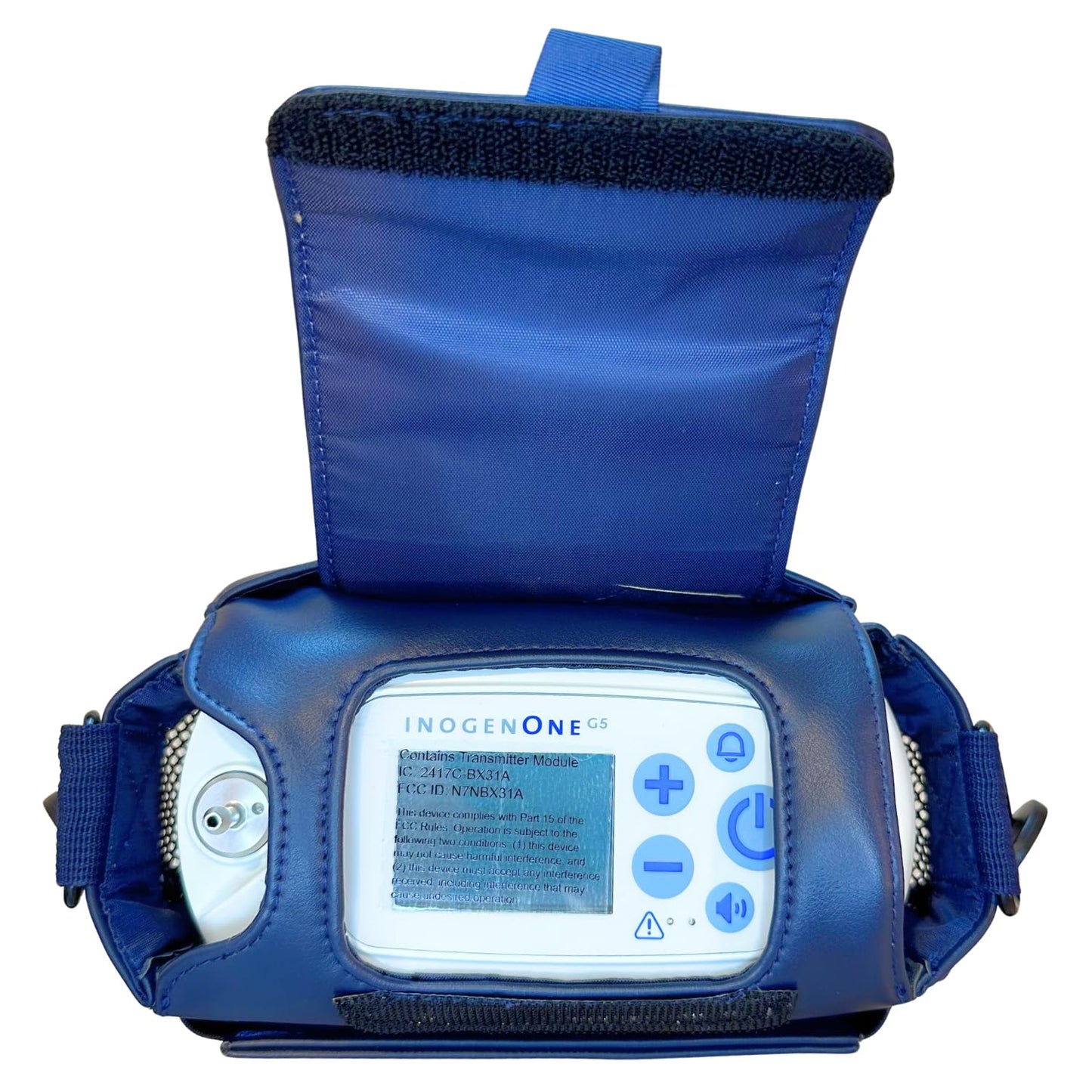 Leather Shoulder Bag for Inogen One G5 & Rove 6 – Portable Oxygen Concentrator Case Fits Single BA-500 & Double BA-516 Battery - Navy
