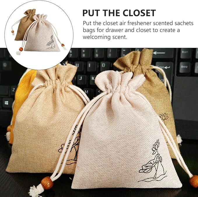 2Pcs Natural Dried Lavender Cotton Linen Sachets Air Freshener Bag for Closet Car with Floral Fragrance and Random Color and Scent 2pcs Random Color