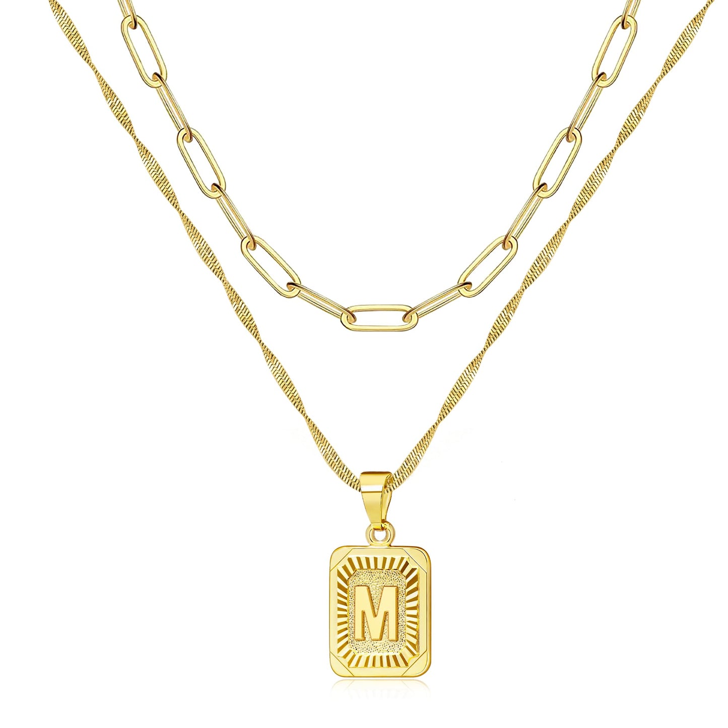 JSJOY Initial Necklaces for Women Gold Layered Initial Necklaces Letter M Necklace for Women Gold Layered Necklaces Birthday Chr