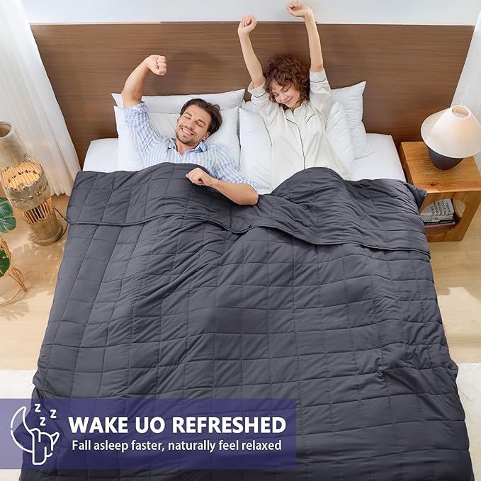 yescool Weighted Blanket for Adults (20 lbs, 88” x 104”, Grey) Cooling Heavy Blanket for Sleeping Perfect for 190-210 lbs, Queen Size Breathable Blanket with Premium Glass Bead, Machine Washable