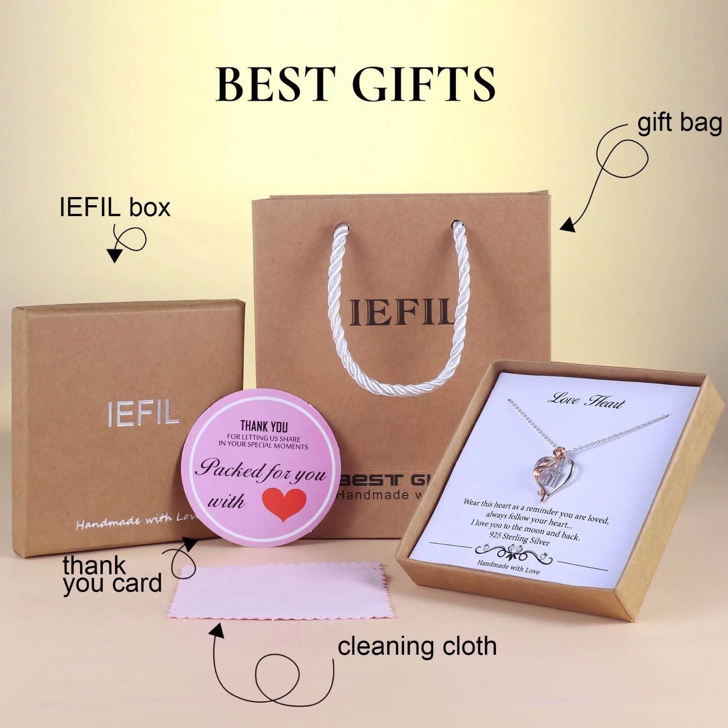 Iefil Necklaces for Women Gifts - Anniversary Women Gifts, Birthday Gift for Female, Gift for Wife Girlfriend Mom | Rose Heart Necklaces, Initial K