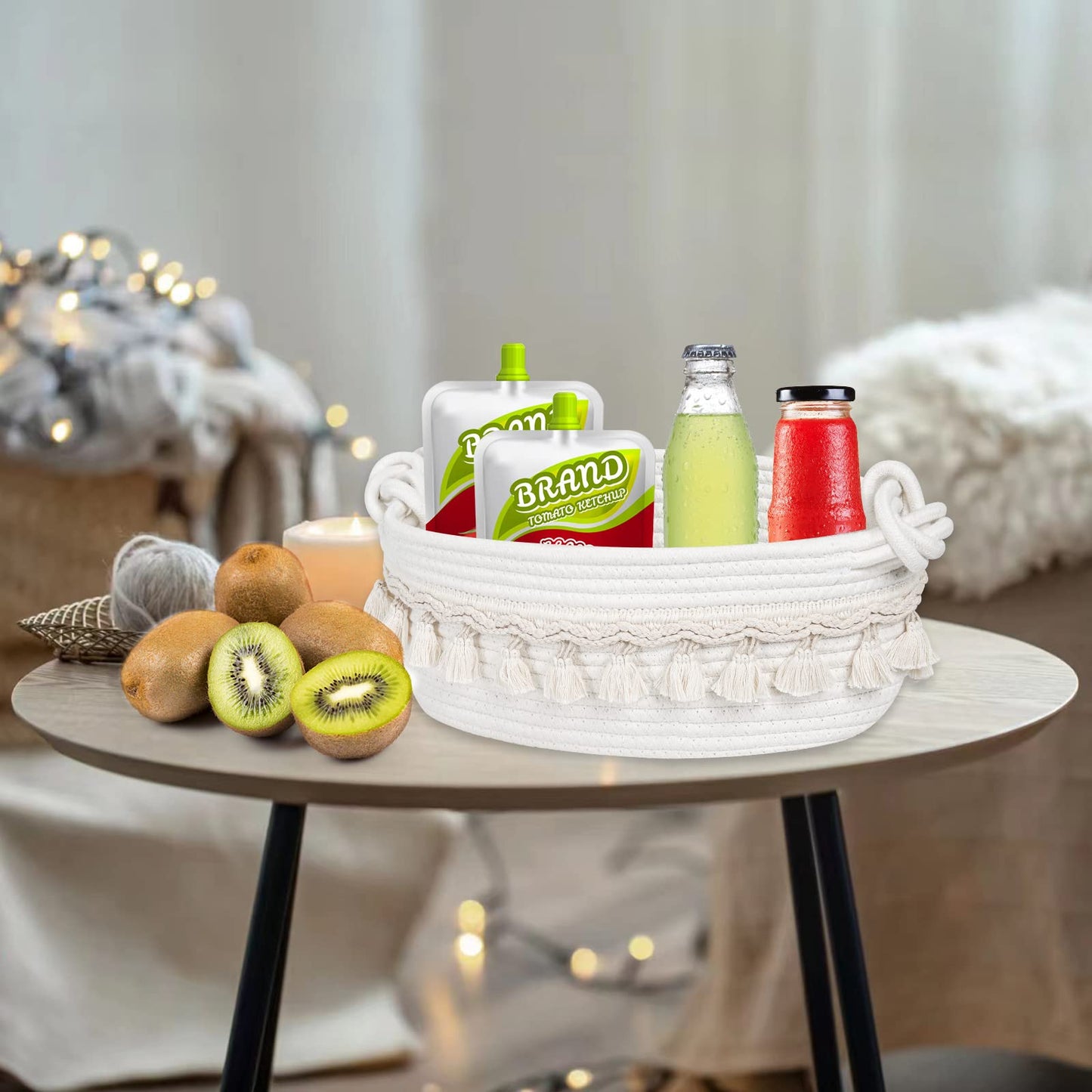 Followarm Small Basket for Gifts Empty, Woven Storage Cute Toilet Paper Storage Decorative Gift Basket Empty to Fill Baby Shower Nursery