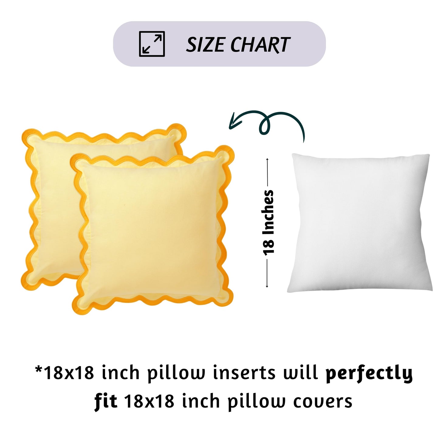 Folkulture Throw Pillow Covers | (18 x 18) Set of 2 Cotton Pillow Cover | Cute Outdoor Pillows | Decorative Throw Pillows for Couch | Yellow Pillow Cases or Couch Pillows for Living Room