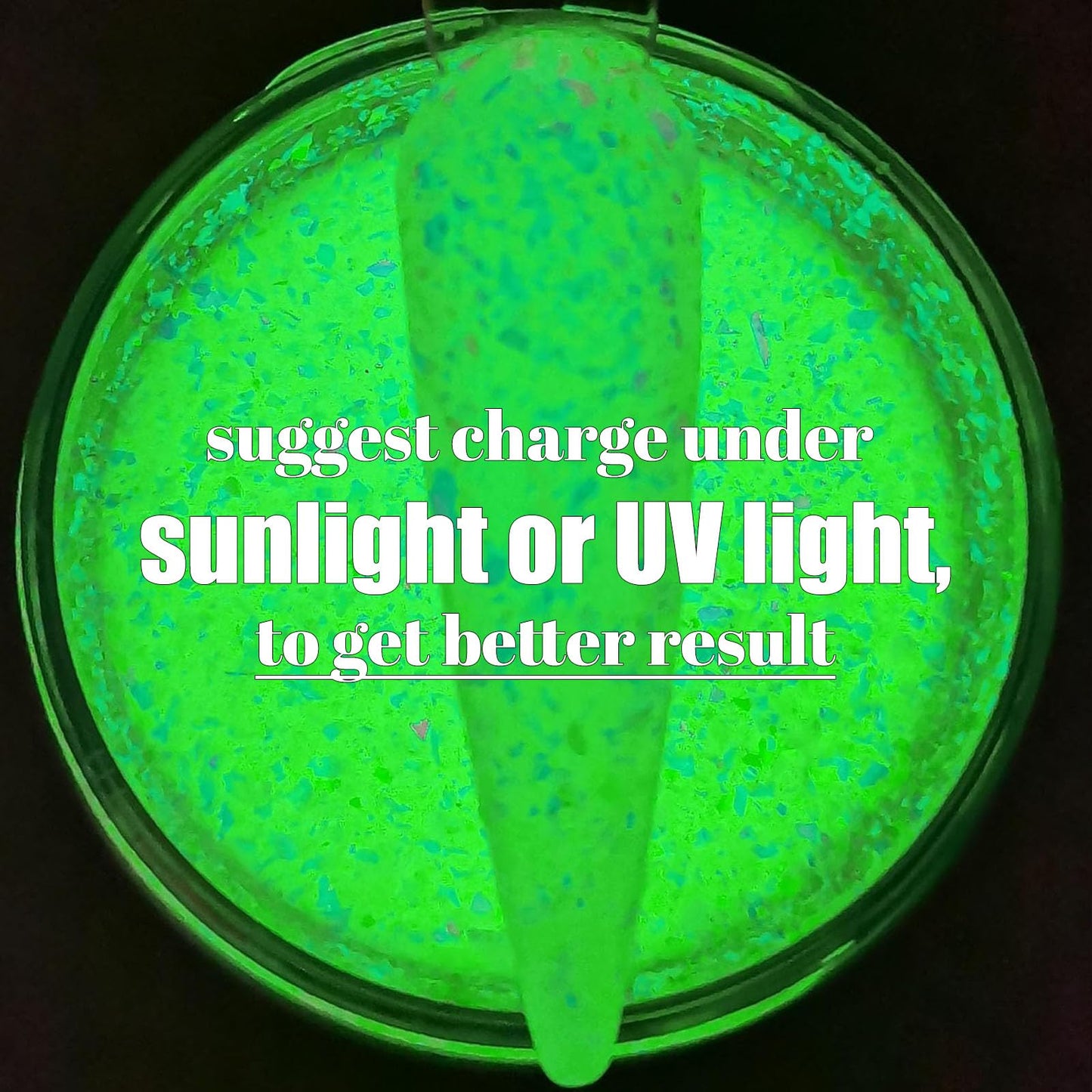 Glow in the dark Clear Glitter Acrylic Nail Powder Colors 1OZ with sparkle opal flakies AP017