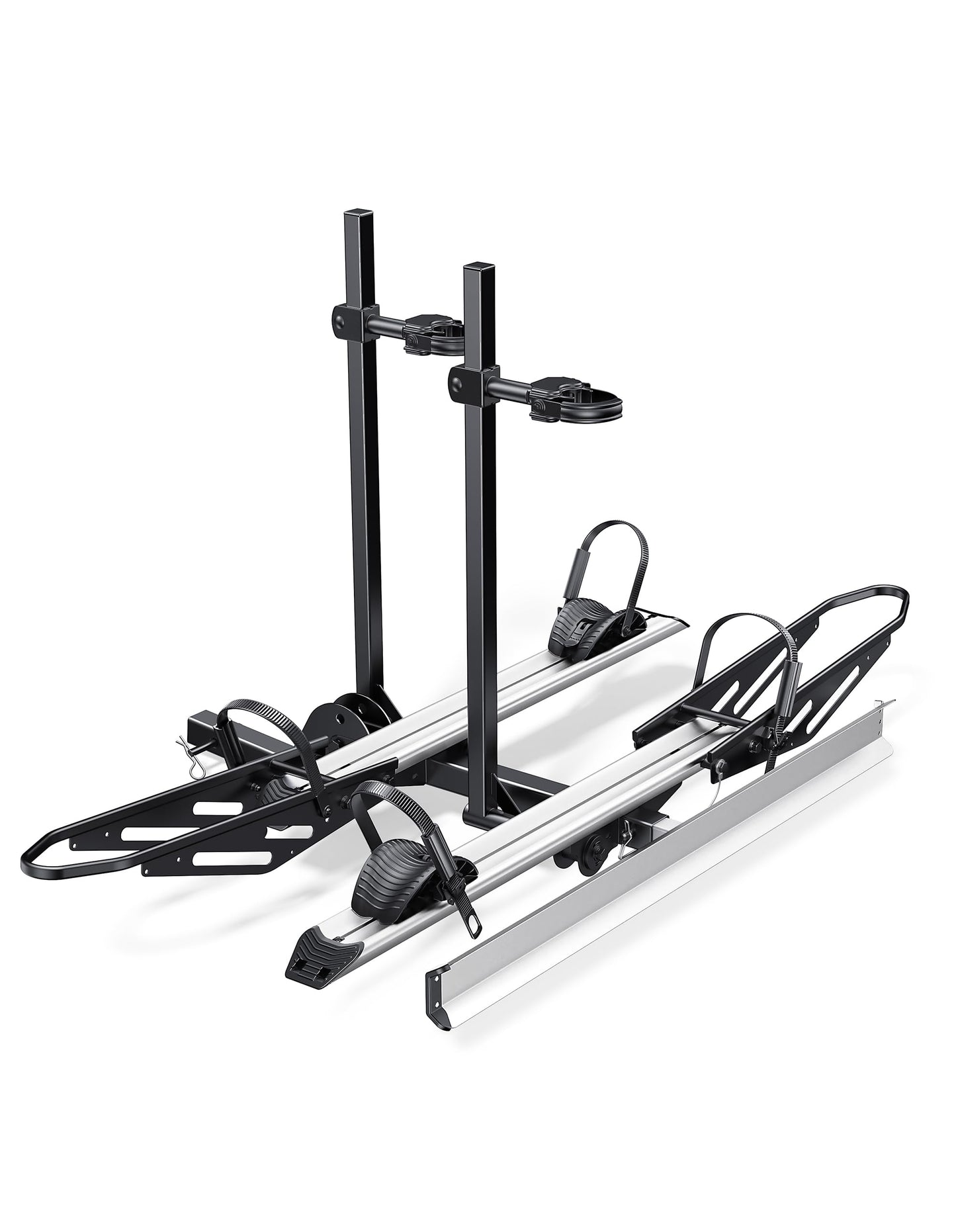 RokRack One Foldable 2-Ebike Rack with Ramp, 200 lbs Capacity, Hitch Mount Electric Bike Rack, Fits up to 5" Fat Tire Width and 50" Wheelbase, Ebike Carrier Rack for 2" Receiver for Cars SUVs Vans RVs