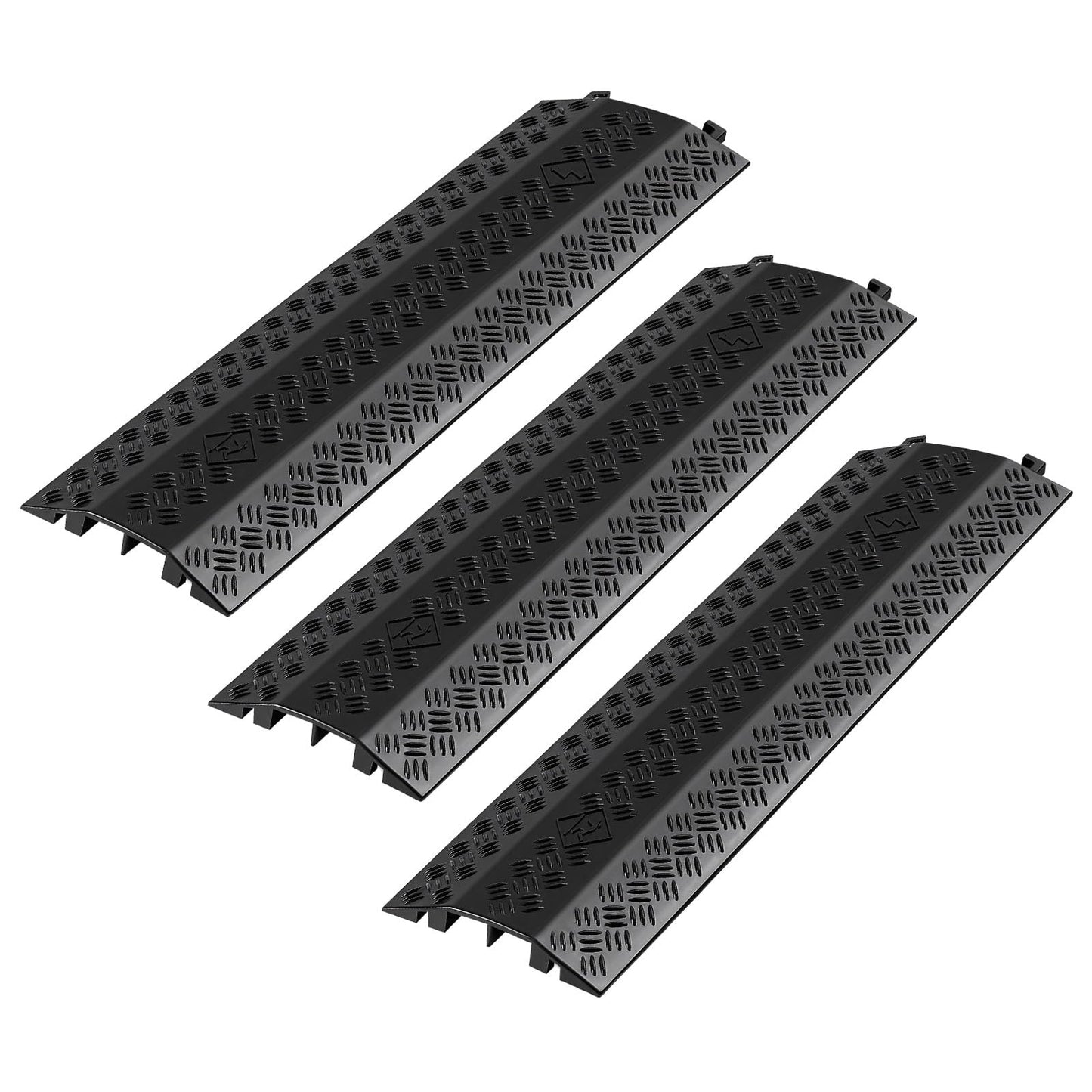 Vevor 3 Pack Drop Over Cable Cover, 2 Channel Heavy Duty Cable Hose Protector Ramp, 38.3 Floor Cord Cover, 17,500 Lbs/Axle Loa