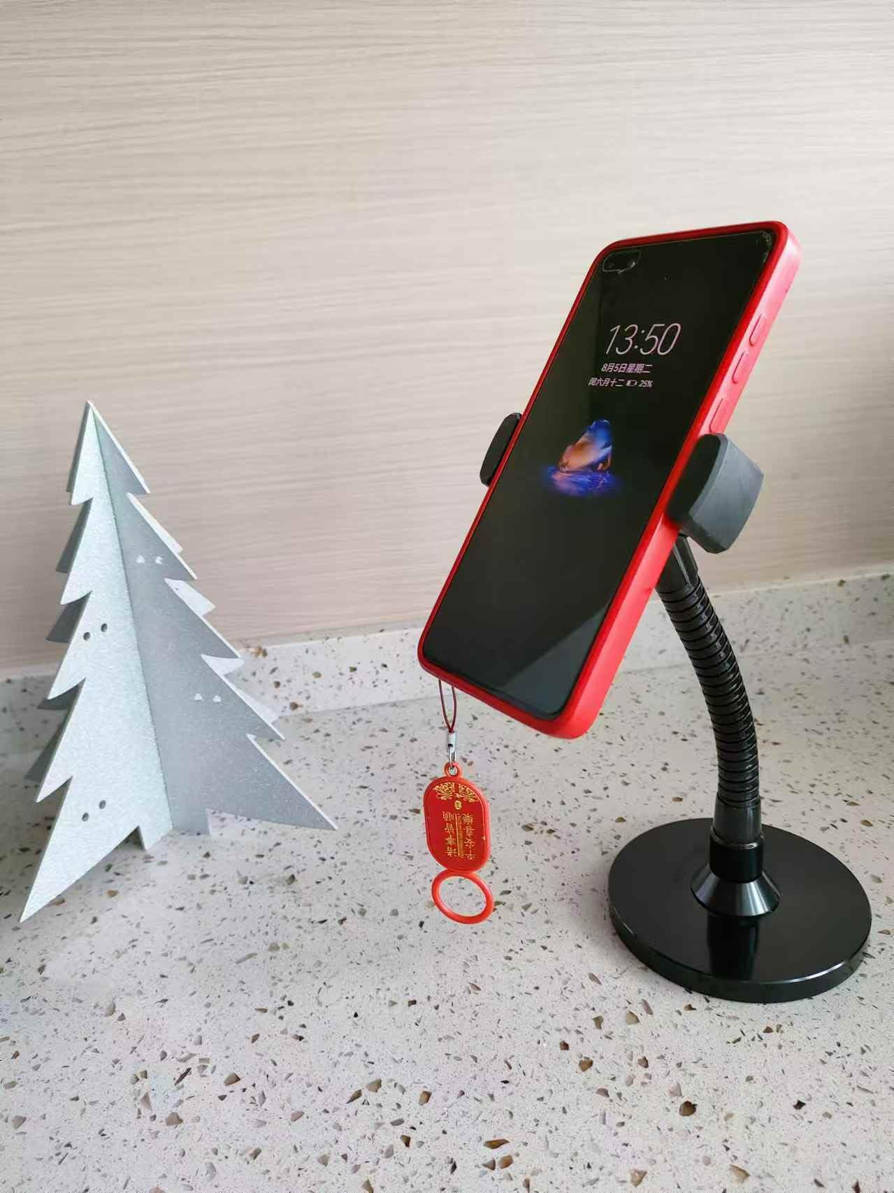 Dual Cell phone Holder Stand,Mic Stand with Flexible Gooseneck Arm 6inch &4" Base, Multi-functional Uses Like Mic,Makeup Mirror with Double Ball Heads Rotated to Any Direction.Black