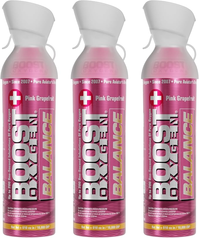 Boost Oxygen Large Balance Pink Grapefruit Aroma 10 Liter Canister | All-Natural Resiratory Support for Aerobic Recovery, Altitude, Performance and Health (3 Pack)