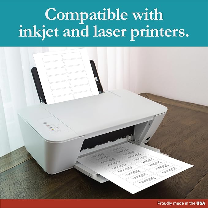 Premium Label Supply White Sticker Address Labels – 3" x 1" – Laser/Inkjet Compatible – (18 per Sheet), 100 Sheets – 1800 Total Adhesive Labels