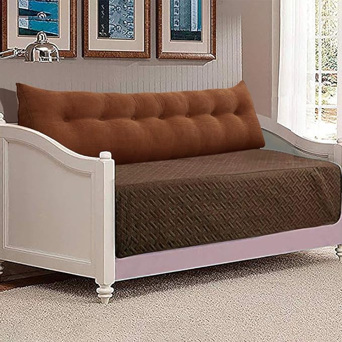 Wedge Headboard Pillow Dorm Room Reading Pillow Back Support for Sitting Up in Bed Bolster Lumbar Cushion Body Positioning Bedrest Corduroy (Coffee, King (76 * 8 * 20in))