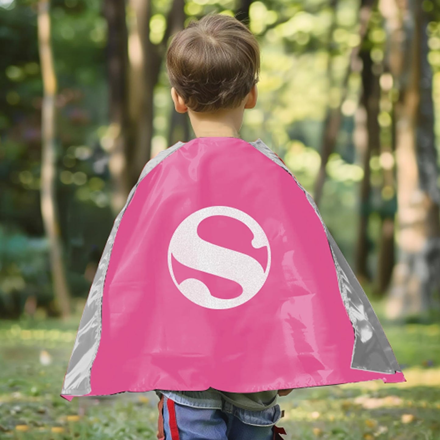 Mizzuco Superhero Capes for Kids Cloak with Mask Halloween Costumes and Party Dress up 2PCS（Pink +Blue