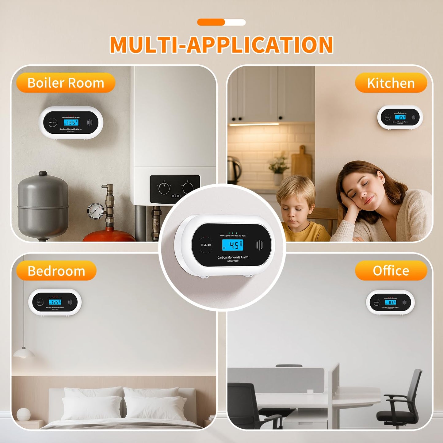 Carbon Monoxide Detector，Portable 10-Year Sealed Battery CO Alarm with LCD Display, CO Detector for Home ，Office and Travel