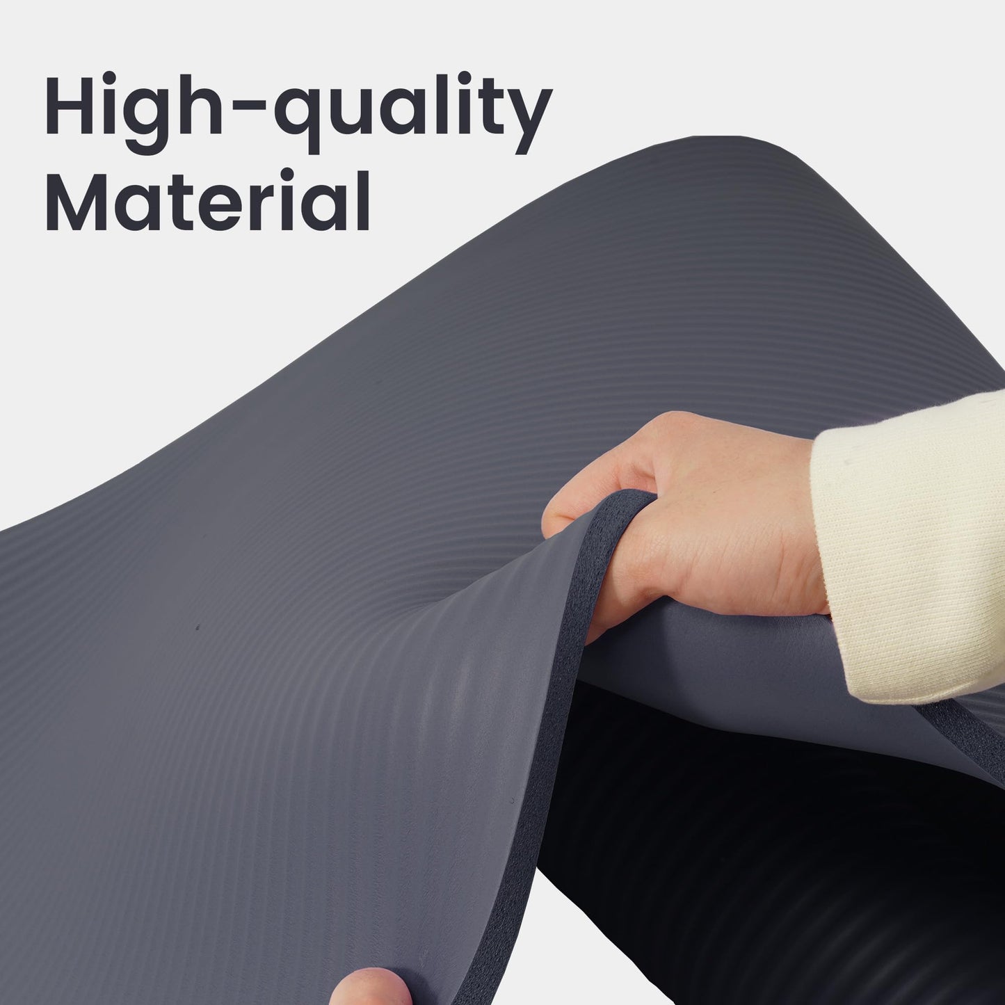 Fitvids 1/2-Inch Thick High Density Foam Exercise Yoga Mat with Carrying Strap, For Cushioning The Body Against Hard Floors, Graphite