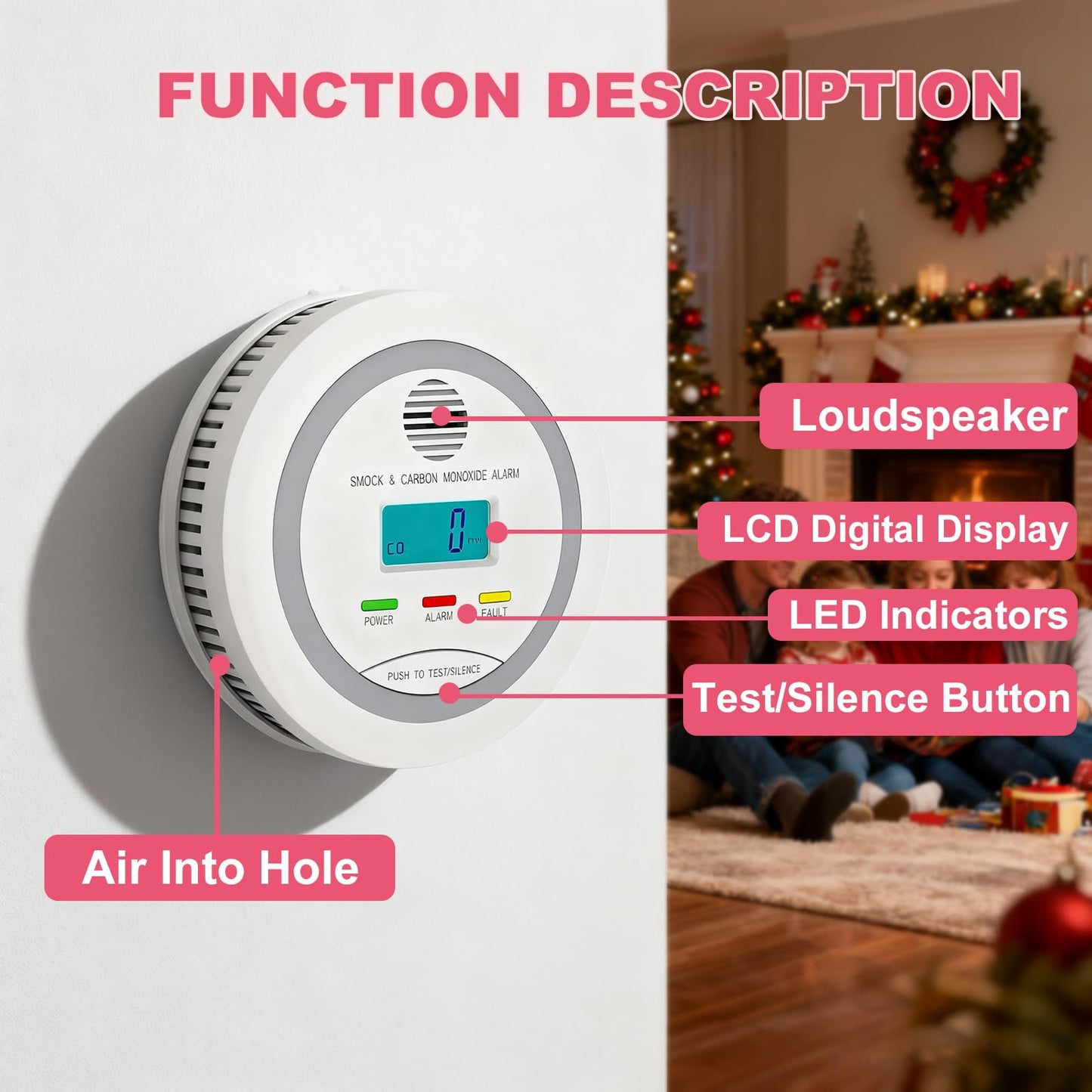 3 Packs Smoke and Carbon Monoxide Detector, 2-in-1 Combo Alarm, Battery Operated Smoke Detector & CO Alarm with LCD Display, Dual Sensor Smoke Alarm &CO Sensor, Easy to Install,85db Sound