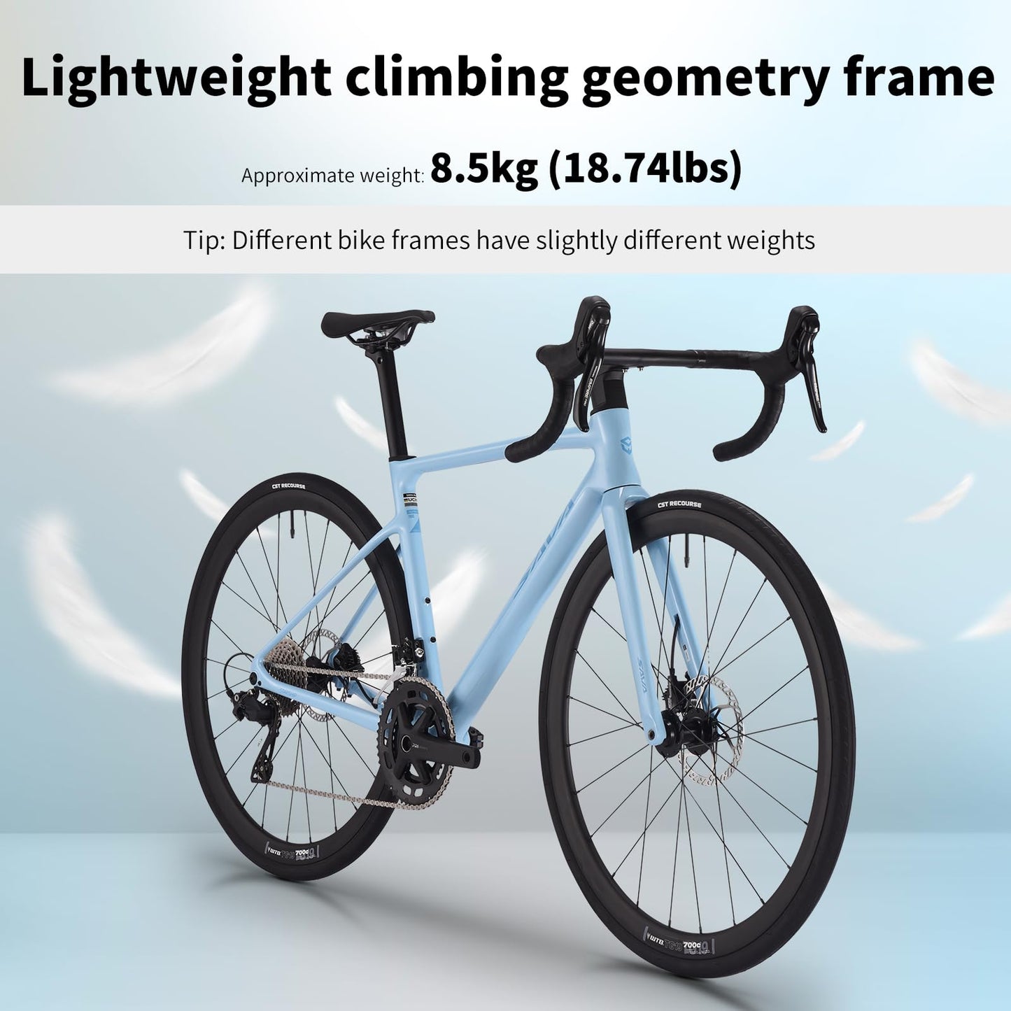 SAVADECK Carbon Fiber Lightweight Road Bike – Full Carbon Frame, Fork, Handlebar & Seatpost, Hydraulic Disc Brake with Shimano 105 R7100 24-Speed Drivetrain – Racing Bicycle for Adults(Gray,54cm)