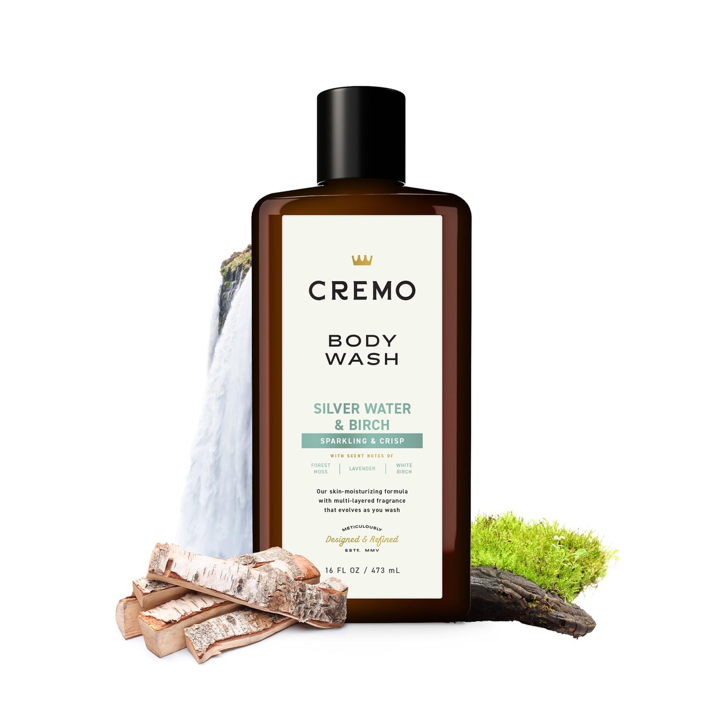 Cremo Rich-Lathering Silver Water & Birch Body Wash, A Revitalizing Combination of Glacier-Fed Streams and White Birch 16 Fl Oz