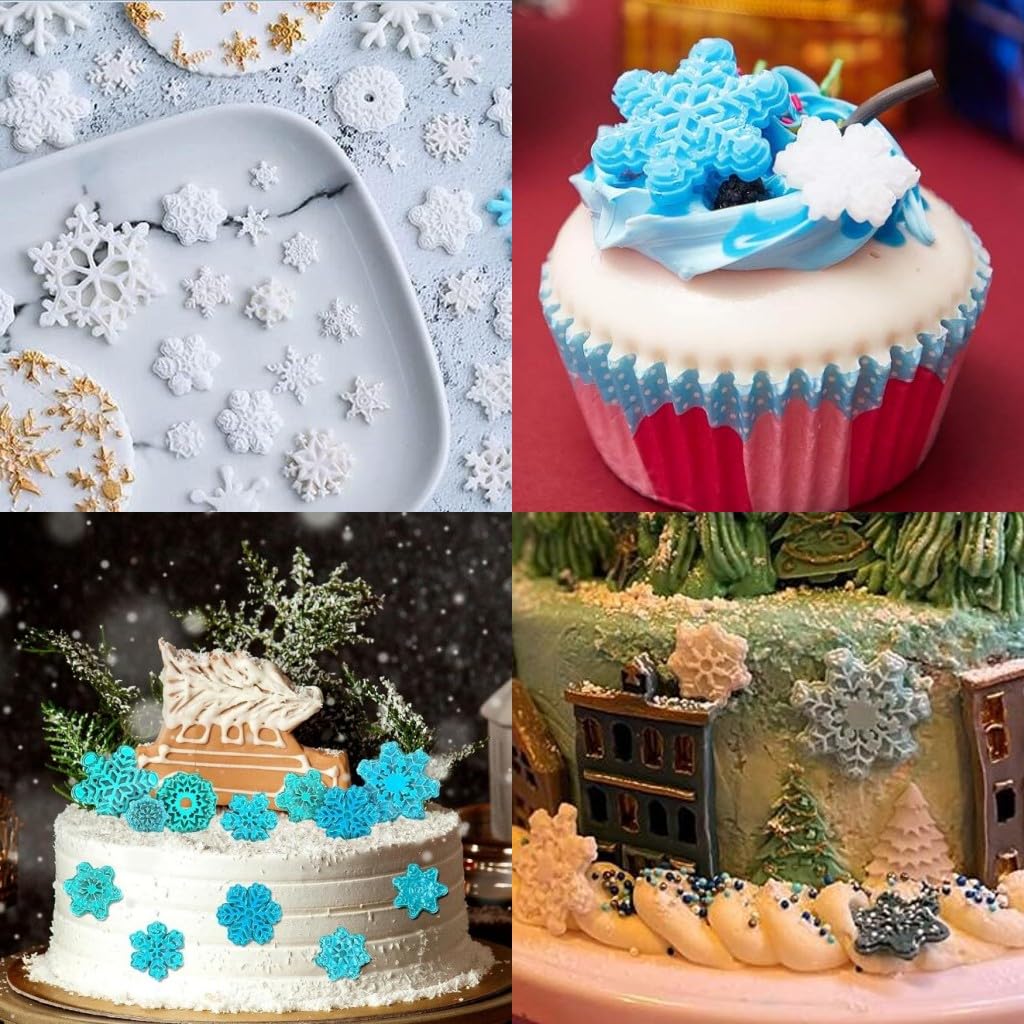 Snowflake Silicone Fondant Mold Baking Molds for Christmas Chocolate Dessert Candy Cake Decoration 2pcs