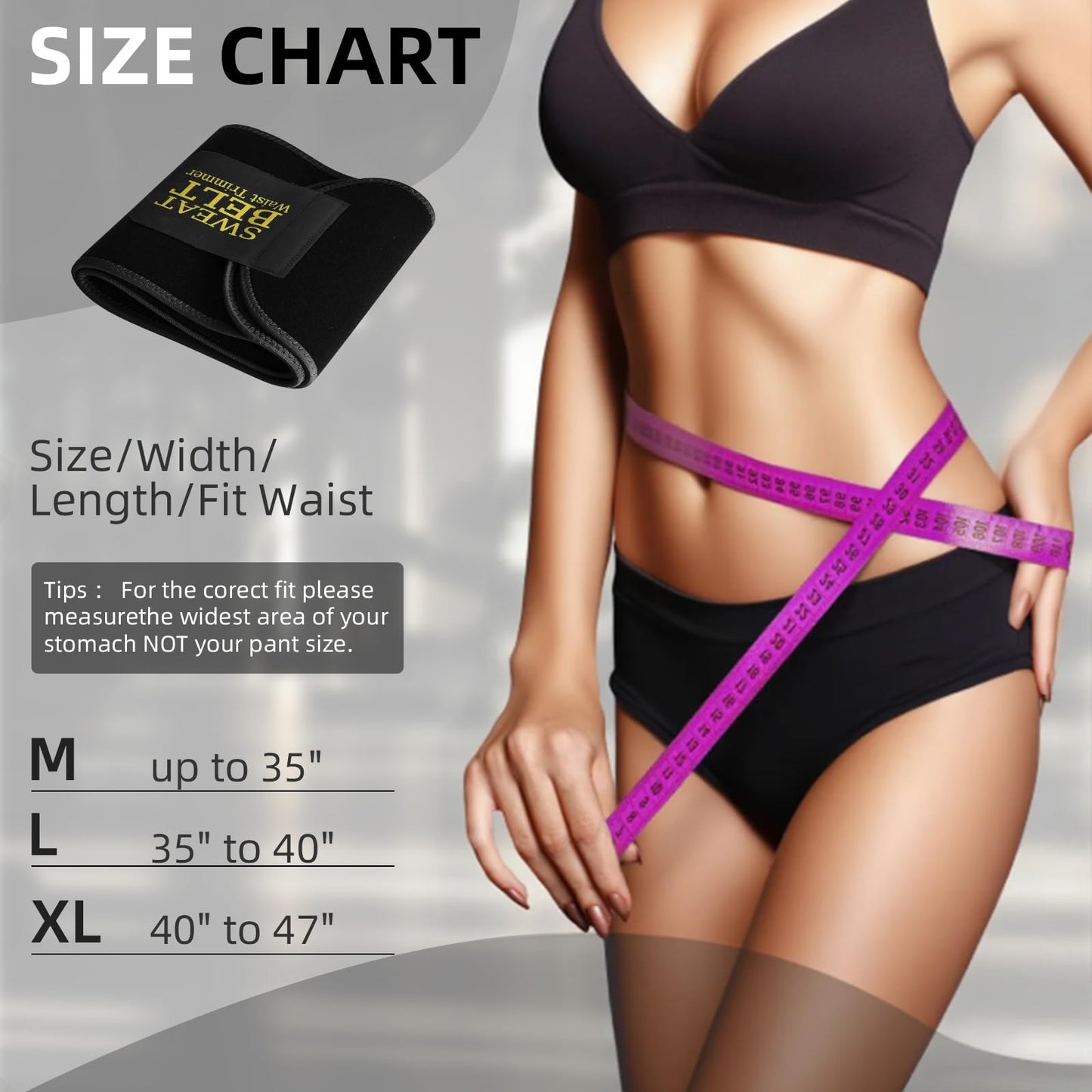 AMZBOSS Waist Trainer for Women Lower Belly Fat, Waist Sweat Band for Women, Belly Band Sweat Belt, Stomach Wrap, Faja Body Shaper (BLACK, Medium)