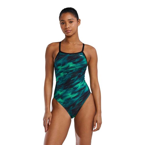 TYR Women's Durafast Elite Diamondfit Swimsuit, Green/Soren, 30
