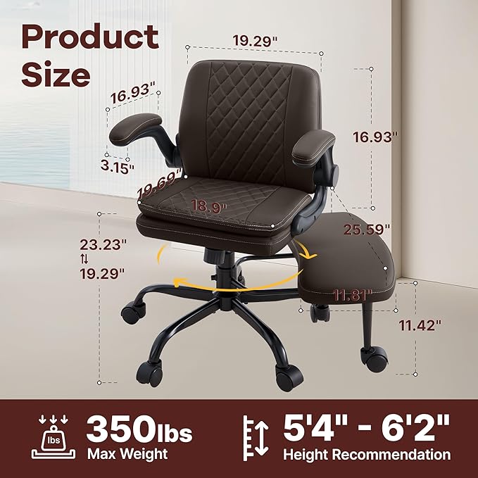 AreShark Cross Legged Office Chair: ADHD Criss Cross Desk Chair with Wheels & Stretchable Rotating Footrest - Height Adjustable Wide Yoga Kneeling Meditation Chair with Flip-up Armrests Back Support
