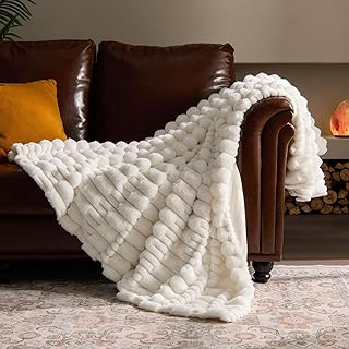 BEDELITE Faux Fur Throw Blanket for Couch - Super Soft & Warm Plush Striped Blanket for Sofa and Room Decor, Luxury Cozy P...