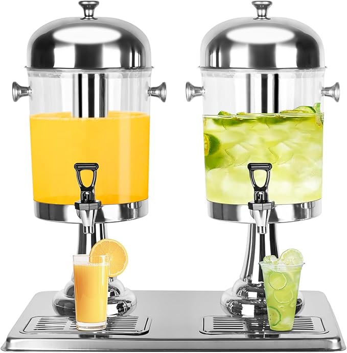 Carivia Drink Dispenser with Stand, 4.2 Gallon Beverage Dispenser for Parties, Stainless Steel Dual-Head Juice Dispenser w...
