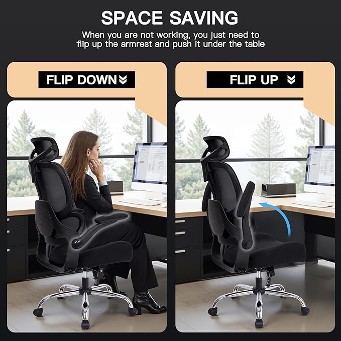 FAMSINGO Big and Tall Office Chair Mesh Black Chair