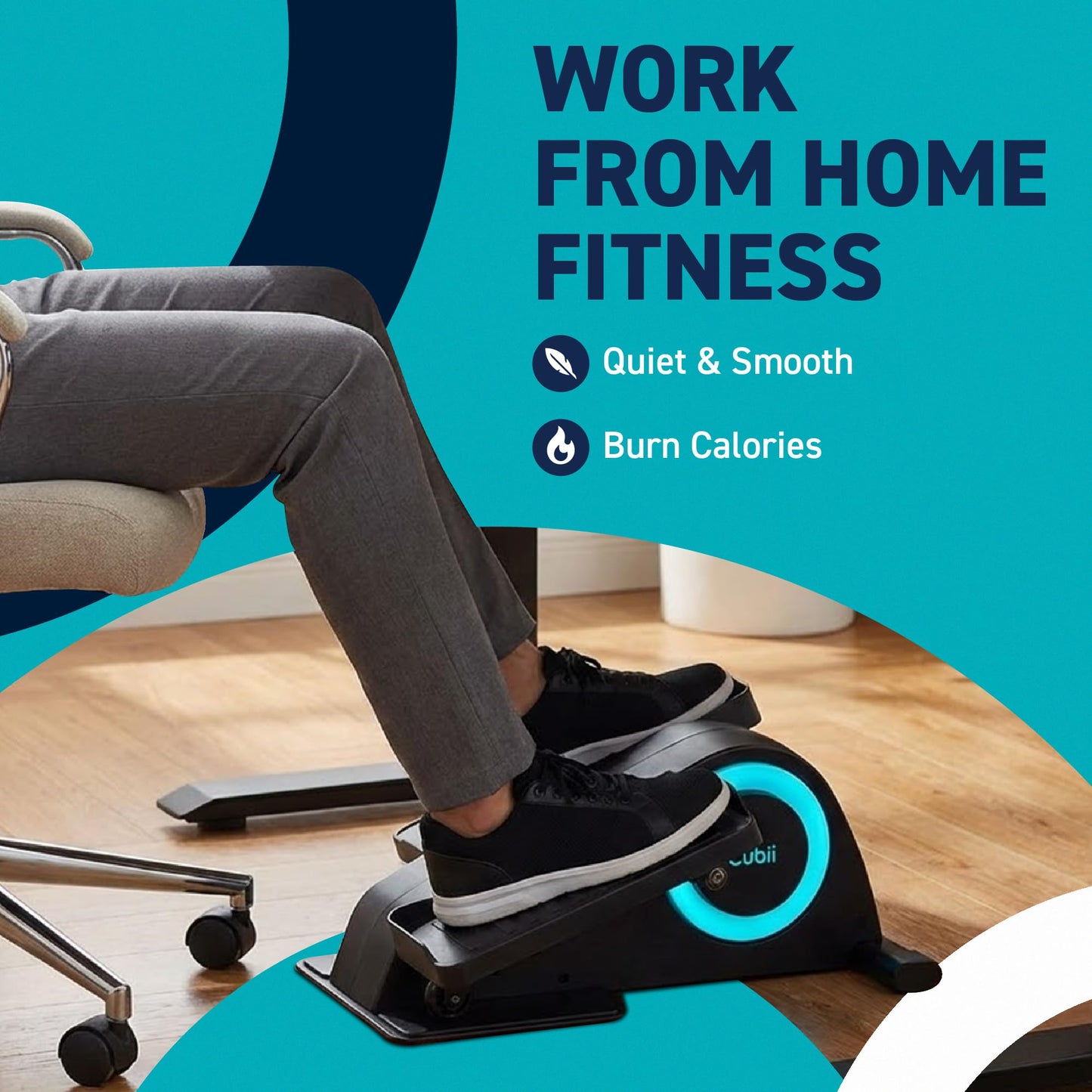 Cubii JR1, Under Desk Elliptical, Bike Pedal Exerciser, Seated Elliptical, Work from Home Fitness, Mini Elliptical Machines for Home Use, Exerciser for Seniors, Desk Exercise, Aqua…