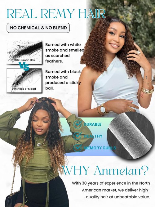 Anmetan 12A Brown Ombre Human Hair Bundles Water Wave 24 Inch, Chestnut Ombre Brown Wet n Wavy Single Bundle with Dark Roots 3 Tone Color #T1B/2/30 Thick Sew In Weave Remy Hair Keep Soft After Washes