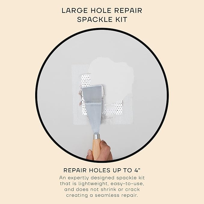 soto Large Hole Repair (Up to 4"), White Spackle, 7-Piece Kit (No. 01 Perfect White) - High Strength Hole Repair Kit for use on: Walls, Drywall, Ceiling, Furniture, Cabinets