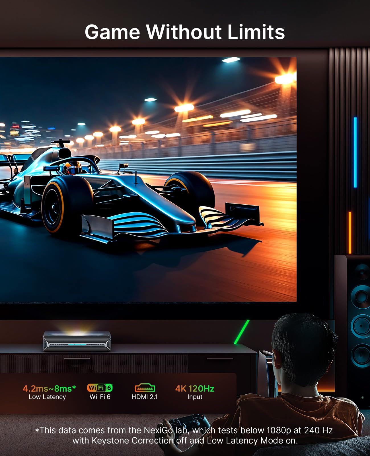NexiGo Aurora Pro MKII Bundle, 4K Tri-Color Laser UST Projector, Scene Adapt Engine with Dynamic Iris & Laser Dimming, 0.21:1, Dolby Vision & Atoms, HDR10+, Active 3D, with DLP Link 3D Glasses(2 Pack)
