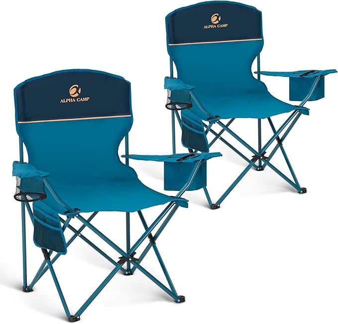HIGH POINT SPORTS 2 Pack Portable Camping Chair for Adults, Folding Outdoor Camp Chair Lightweight Lawn Chairs Folding Col...