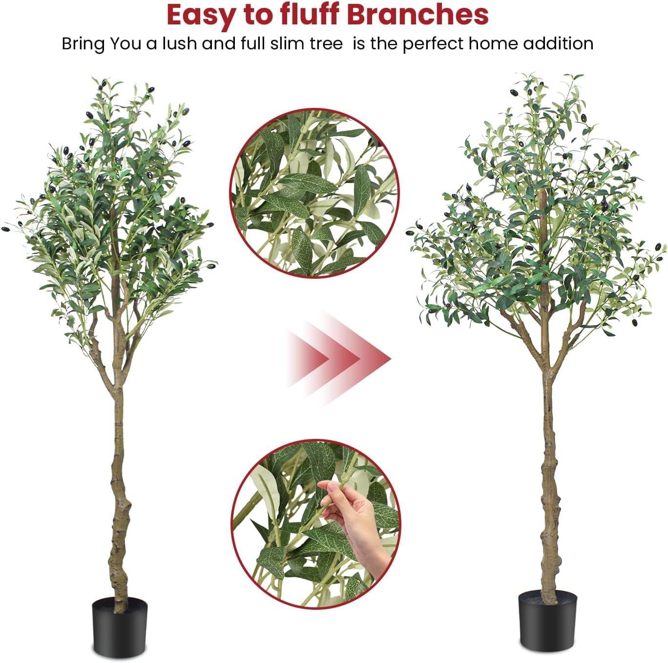 AnTing Fake Plants Olive Tree 6FT for Decor - Artificial Olive Tree 72in for Home Office Garden Hotel Decor Housewarming Gifts(1Pack)